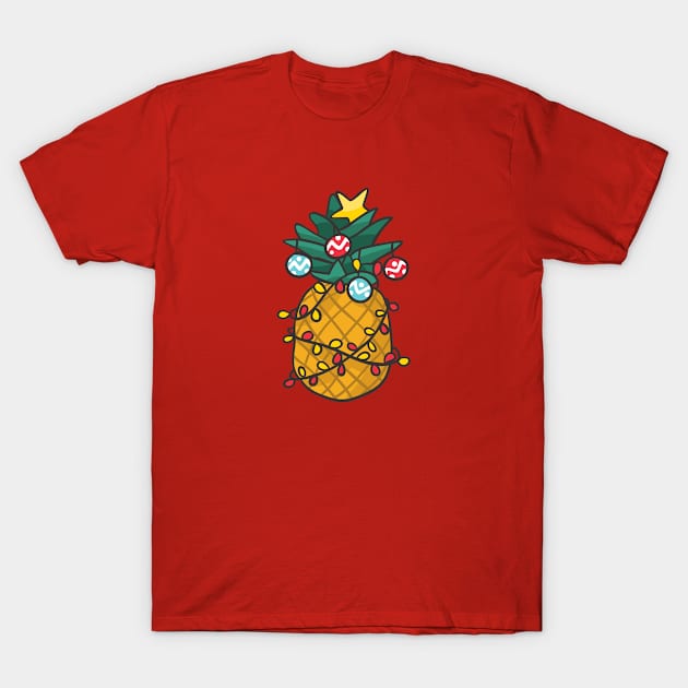 Festive Holiday Pineapple Cartoon T-Shirt by SLAG_Creative